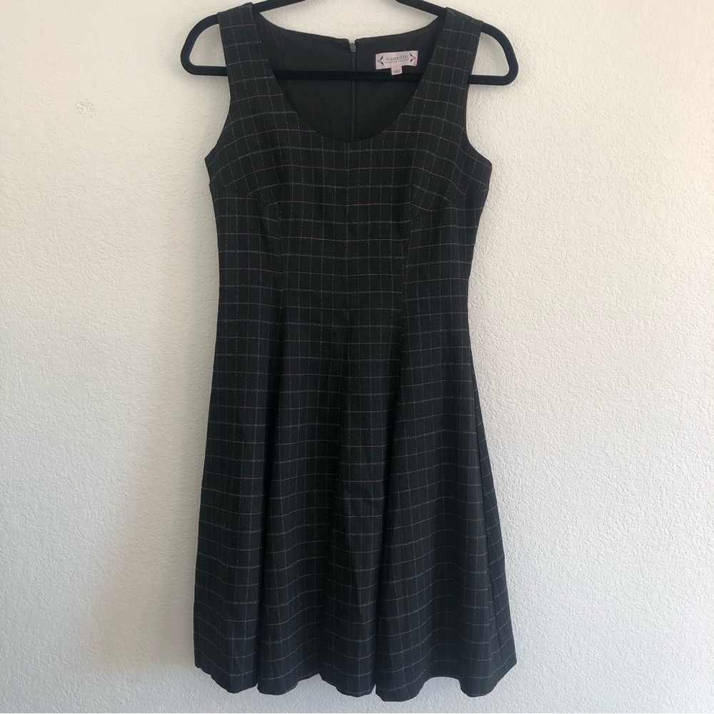 Nanette Lepore Black Multi Color Plaid Sleeveless Dress